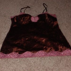 Brown cami with pink lace!